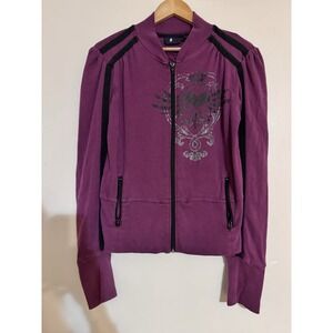 Morbid Threads Vintage Y2K Sweatshirt Zip Up Purple Hearts Long Hot Topic Xl